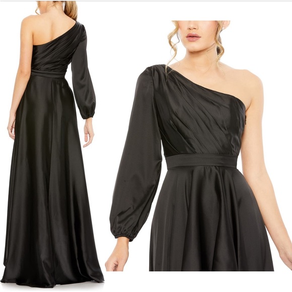 Ieena for Mac Duggal One Shoulder High Low Gown black size 6 NEW - Picture 2 of 7